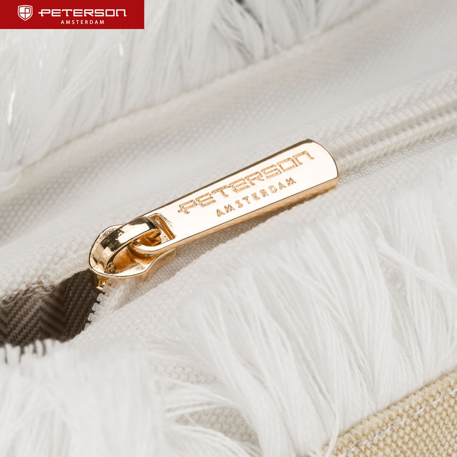 Große Strandtasche mit Reißverschluss weiß-beige Shopper Bag - Peterson – Bild 6