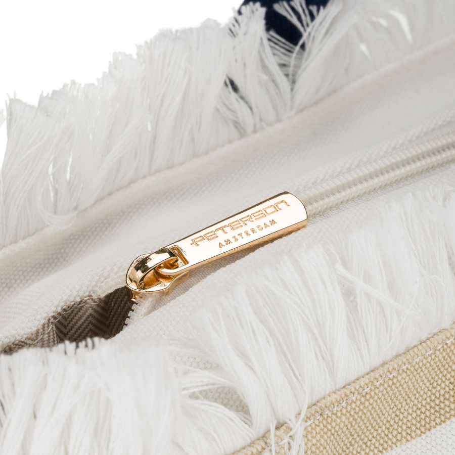 Große Strandtasche mit Reißverschluss weiß-beige Shopper Bag - Peterson – Bild 5