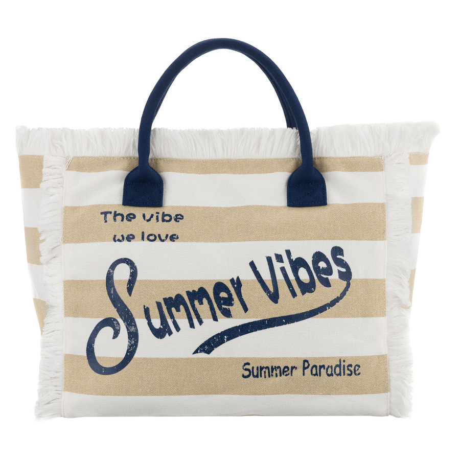 Große Strandtasche mit Reißverschluss weiß-beige Shopper Bag - Peterson – Bild 3