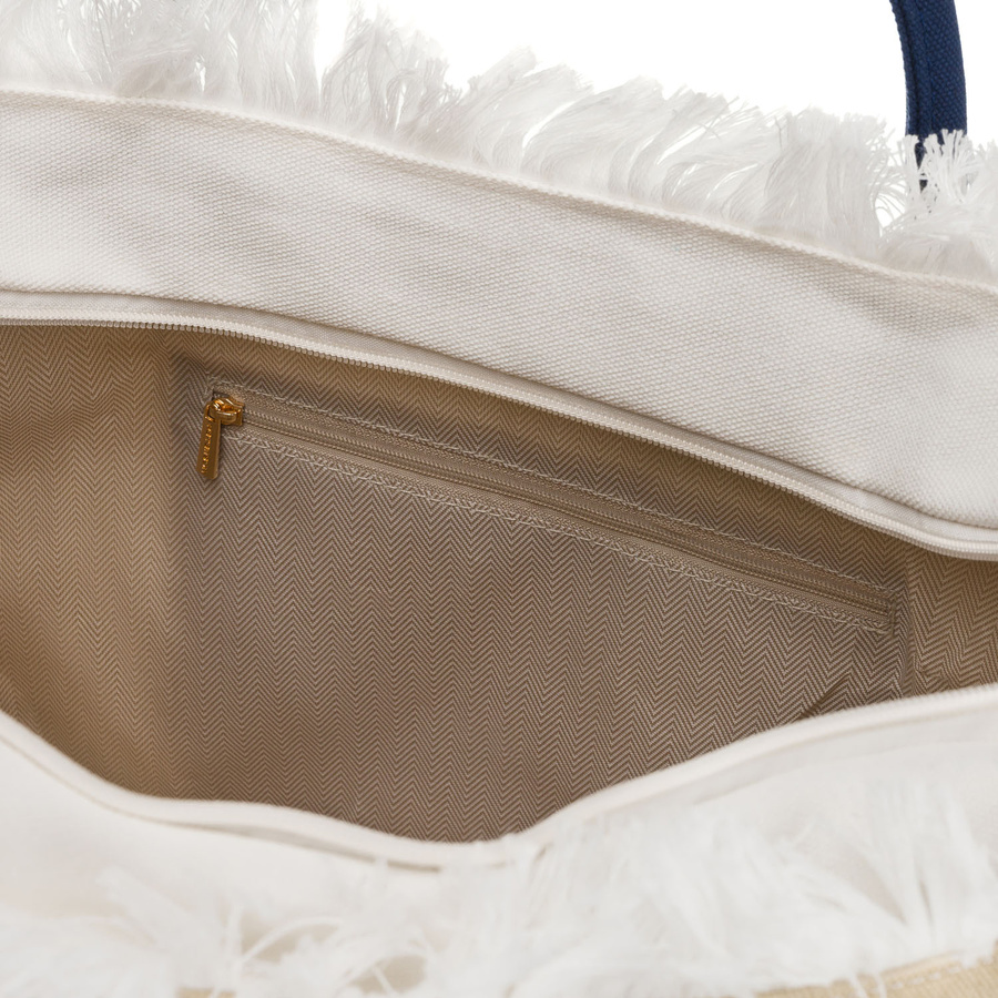 Große Strandtasche mit Reißverschluss weiß-beige Shopper Bag - Peterson – Bild 12