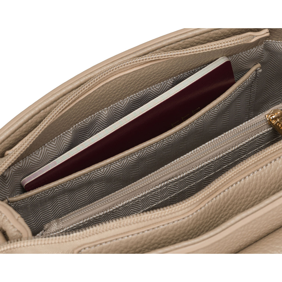 Kleine beige Damen-Umhängetasche zum Tragen in der Hand oder über der Schulter aus Öko-Leder - Peterson – Bild 9