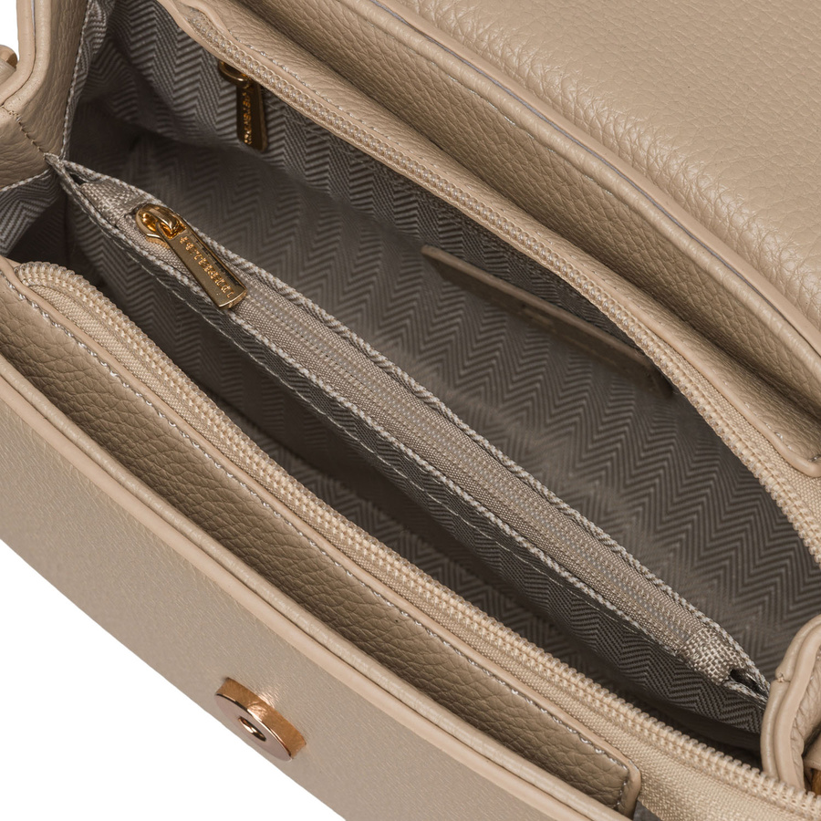 Kleine beige Damen-Umhängetasche zum Tragen in der Hand oder über der Schulter aus Öko-Leder - Peterson – Bild 10