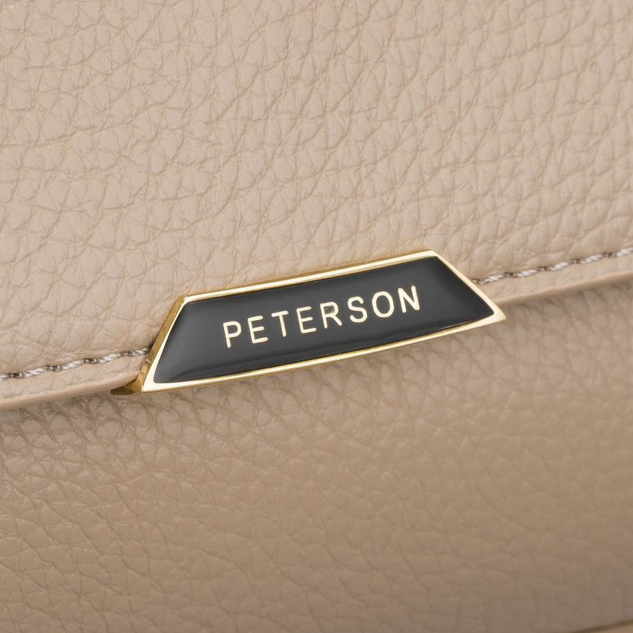 Kleine beige Damen-Umhängetasche zum Tragen in der Hand oder über der Schulter aus Öko-Leder - Peterson – Bild 5