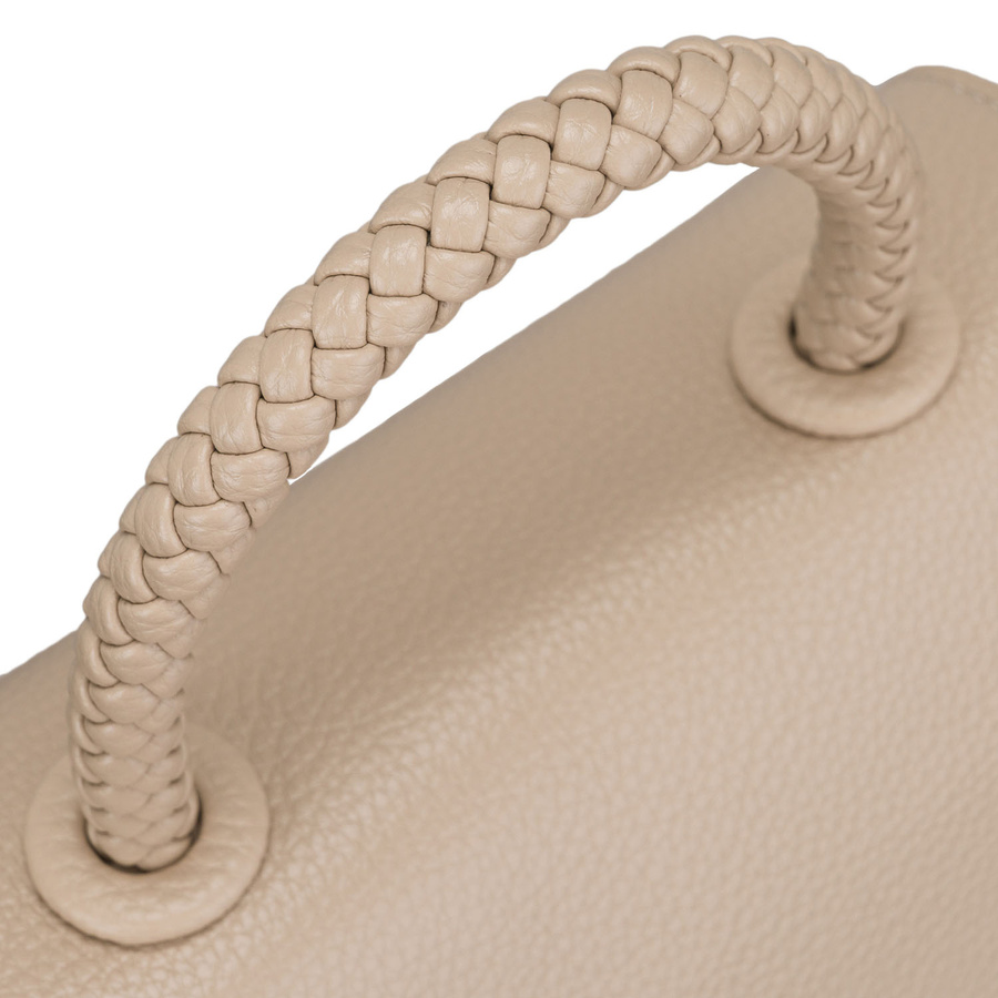 Kleine beige Damen-Umhängetasche zum Tragen in der Hand oder über der Schulter aus Öko-Leder - Peterson – Bild 7