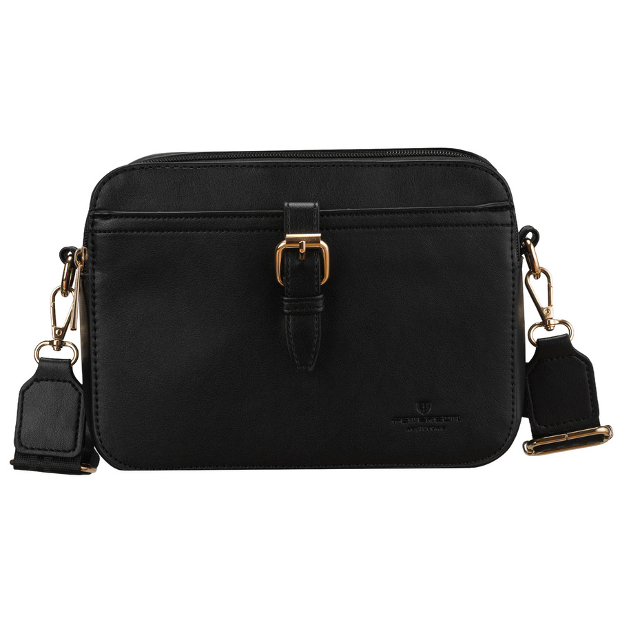 Schwarze kleine Damen-Umhängetasche Crossbody aus Öko-Leder - Peterson – Bild 3