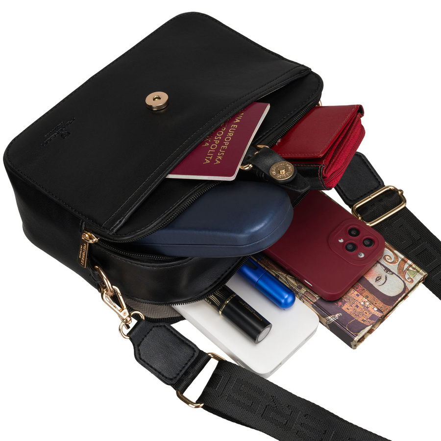 Schwarze kleine Damen-Umhängetasche Crossbody aus Öko-Leder - Peterson – Bild 12
