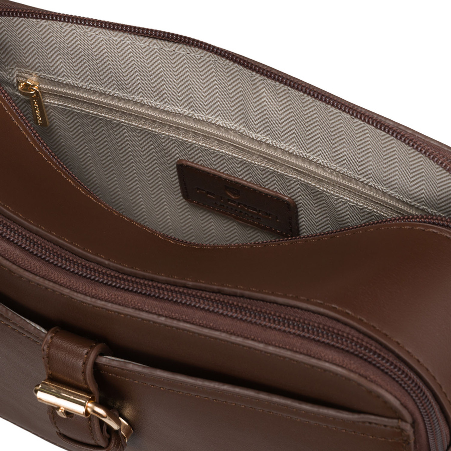 Braune kleine Damen-Umhängetasche Crossbody aus Öko-Leder - Peterson – Bild 10
