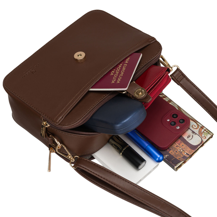 Braune kleine Damen-Umhängetasche Crossbody aus Öko-Leder - Peterson – Bild 12