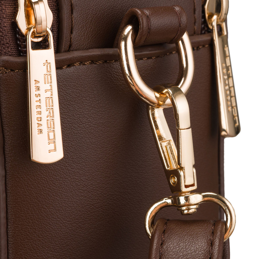 Braune kleine Damen-Umhängetasche Crossbody aus Öko-Leder - Peterson – Bild 7
