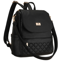 Kleiner schwarzer Damen-Rucksack 2in1 Umhängetasche urban aus Öko-Leder – Peterson