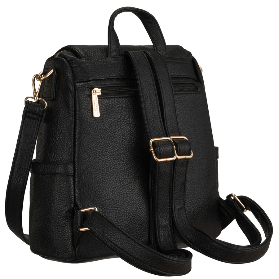 Kleiner schwarzer Damen-Rucksack 2in1 Umhängetasche urban aus Öko-Leder - Peterson – Bild 5