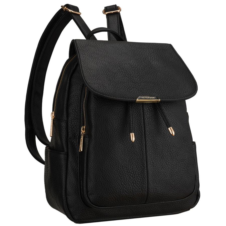 Städtischer kleiner Damen-Rucksack schwarz aus Öko-Leder - Peterson