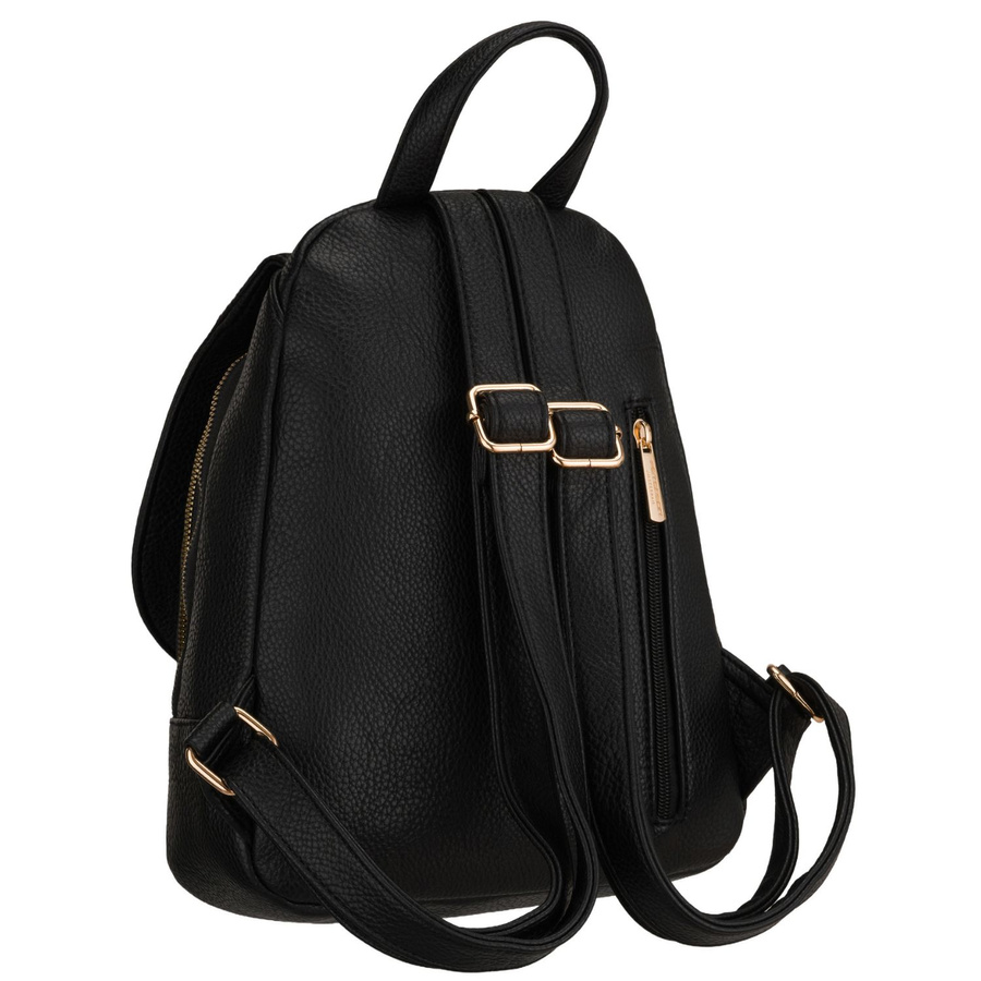 Kleiner schwarzer Damen-Rucksack aus Öko-Leder städtisch modisch mit Klappe - Peterson – Bild 4