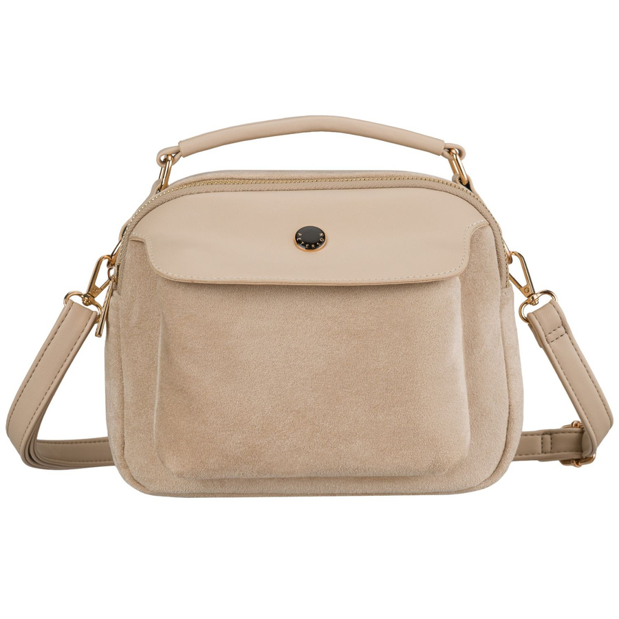 Kleine Damen-Umhängetasche Schultertasche aus Öko-Leder modisch beige mit Reißverschluss - Peterson – Bild 2