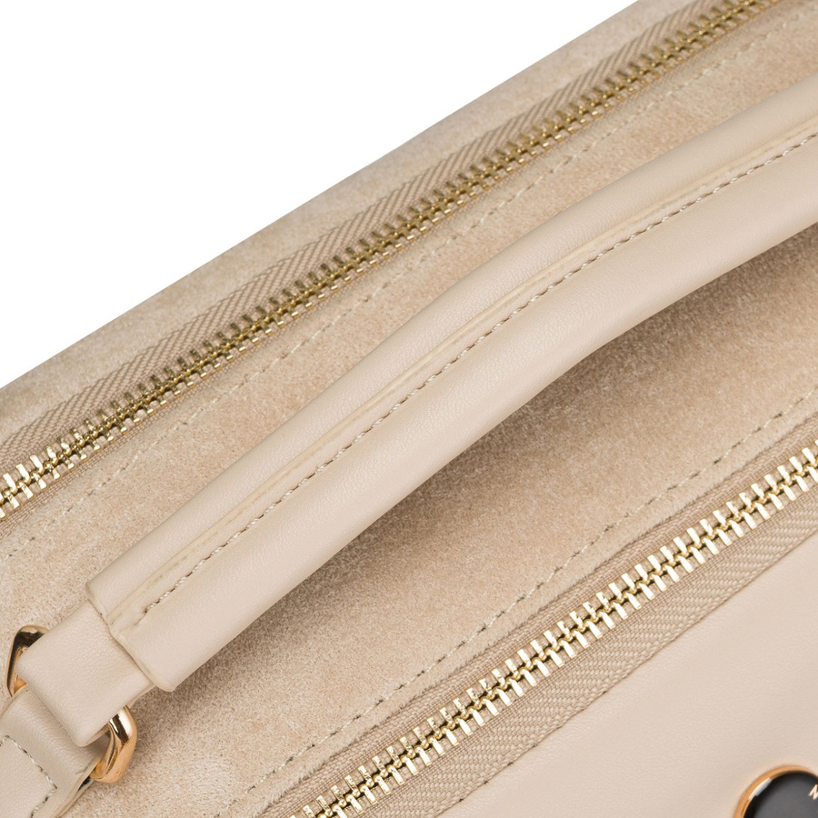 Kleine Damen-Umhängetasche Schultertasche aus Öko-Leder modisch beige mit Reißverschluss - Peterson – Bild 7