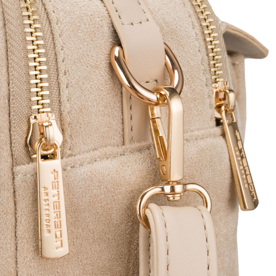 Kleine Damen-Umhängetasche Schultertasche aus Öko-Leder modisch beige mit Reißverschluss - Peterson – Bild 6