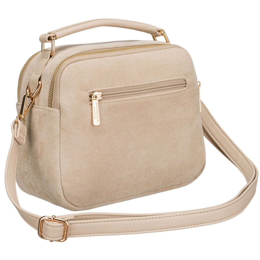 Kleine Damen-Umhängetasche Schultertasche aus Öko-Leder modisch beige mit Reißverschluss - Peterson – Bild 3