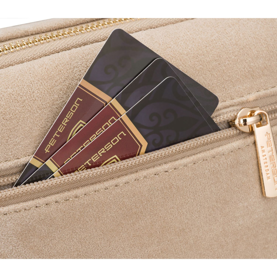 Kleine Damen-Umhängetasche Schultertasche aus Öko-Leder modisch beige mit Reißverschluss - Peterson – Bild 12