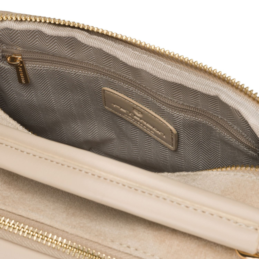 Kleine Damen-Umhängetasche Schultertasche aus Öko-Leder modisch beige mit Reißverschluss - Peterson – Bild 9