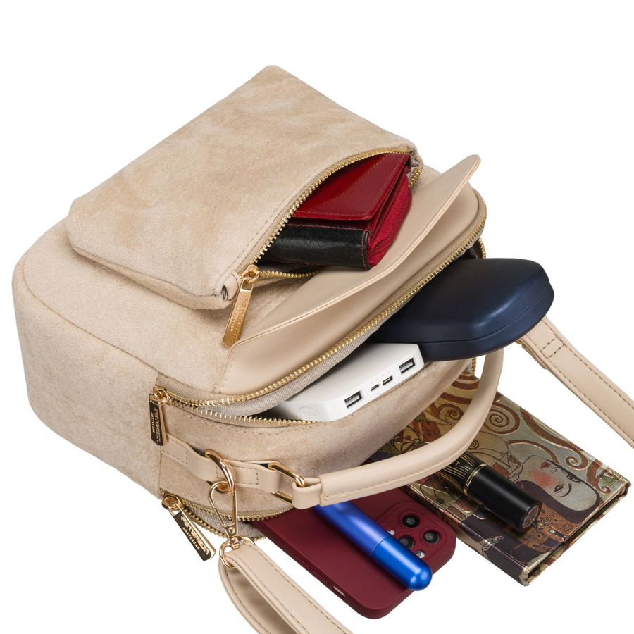 Kleine Damen-Umhängetasche Schultertasche aus Öko-Leder modisch beige mit Reißverschluss - Peterson – Bild 13