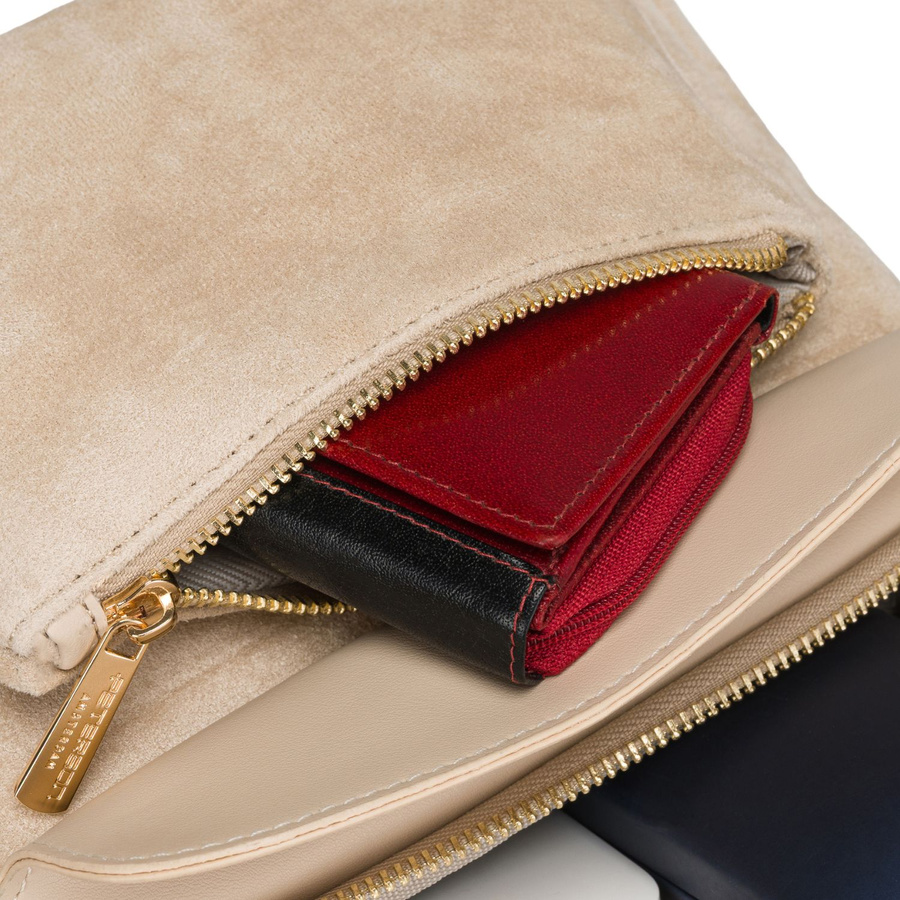 Kleine Damen-Umhängetasche Schultertasche aus Öko-Leder modisch beige mit Reißverschluss - Peterson – Bild 11