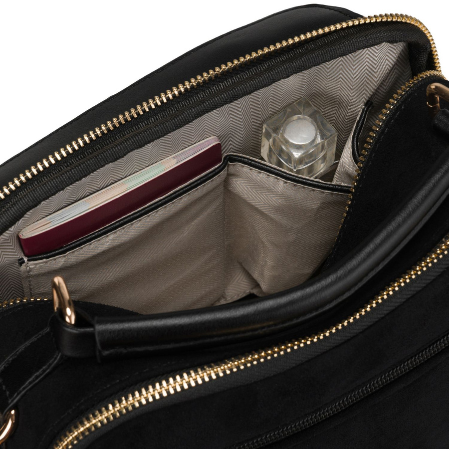 Schwarze kleine Damen-Tasche Umhängetasche mit Reißverschluss städtische Crossbody-Tasche - Peterson – Bild 9