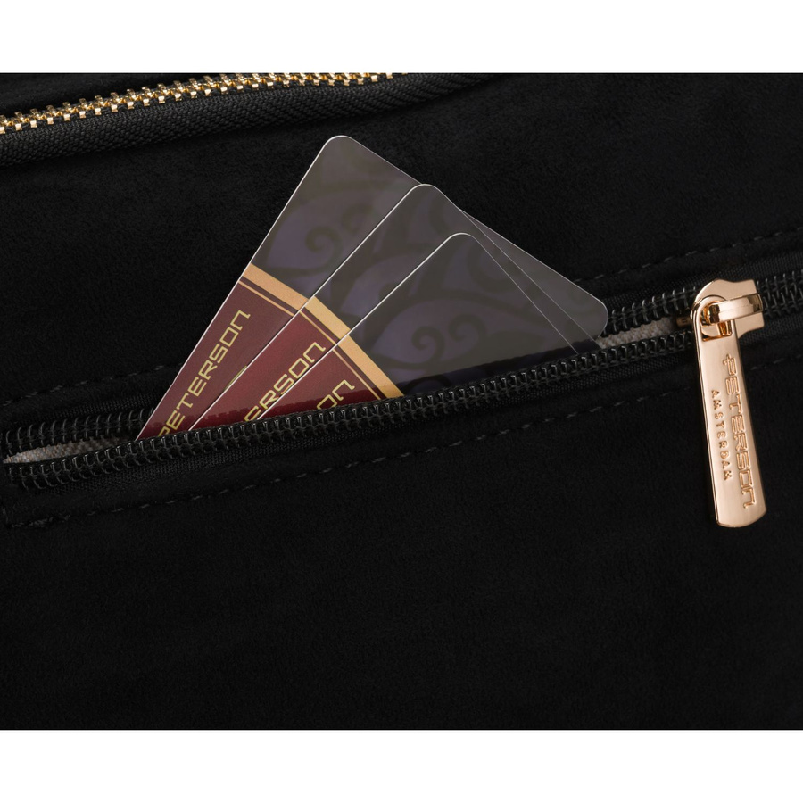 Schwarze kleine Damen-Tasche Umhängetasche mit Reißverschluss städtische Crossbody-Tasche - Peterson – Bild 12