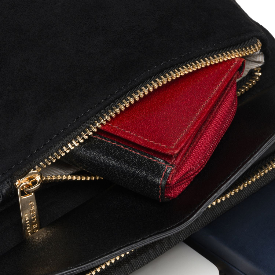 Schwarze kleine Damen-Tasche Umhängetasche mit Reißverschluss städtische Crossbody-Tasche - Peterson – Bild 11