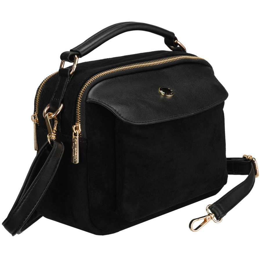 Schwarze kleine Damen-Tasche Umhängetasche mit Reißverschluss städtische Crossbody-Tasche - Peterson