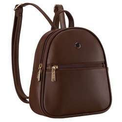 Brauner kleiner Damen-Rucksack Mini-Rucksack aus Öko-Leder modisch mit Reißverschluss – Peterson