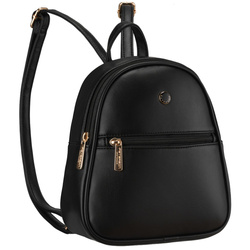 Kleiner Damen-Rucksack Mini-Rucksack städtisch mit Reißverschluss schwarz aus Öko-Leder – Peterson