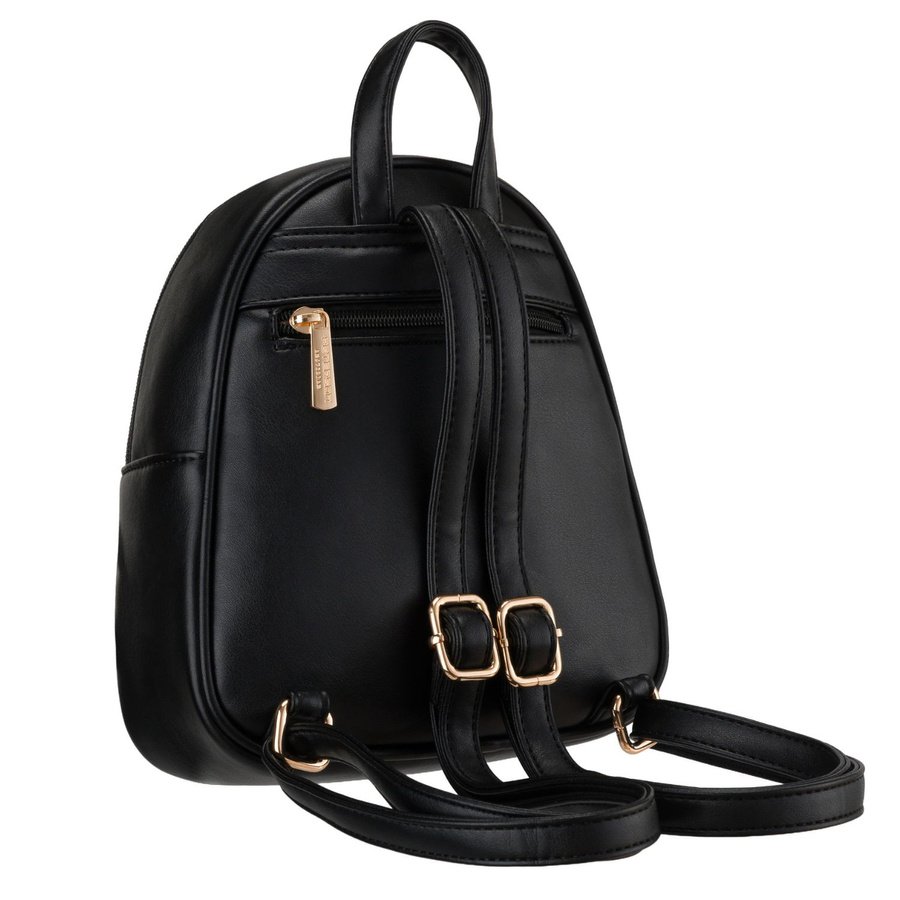 Kleiner Damen-Rucksack Mini-Rucksack städtisch mit Reißverschluss schwarz aus Öko-Leder - Peterson – Bild 4