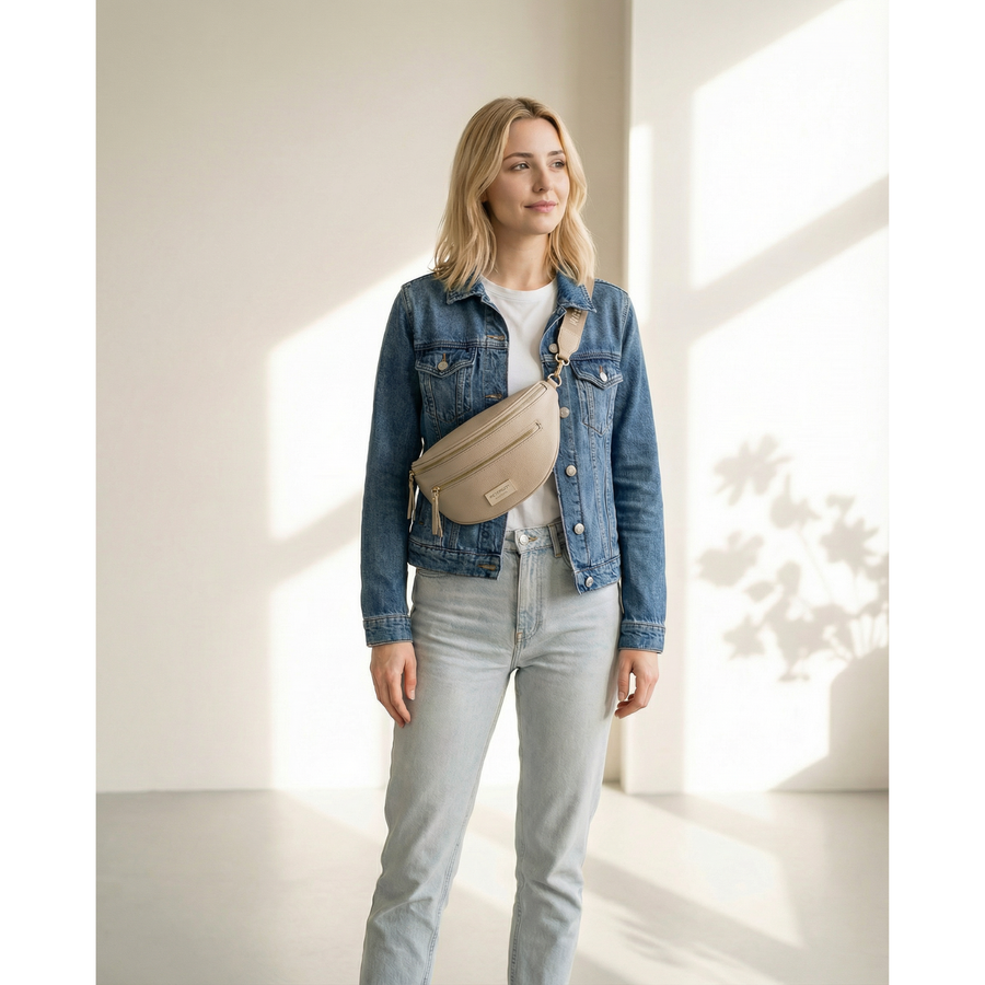 Damen-Schultertasche kleine städtische Umhängetasche beige Peterson – Bild 4
