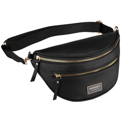 Damen-Schultertasche schwarz aus Öko-Leder kleine Umhängetasche – Peterson