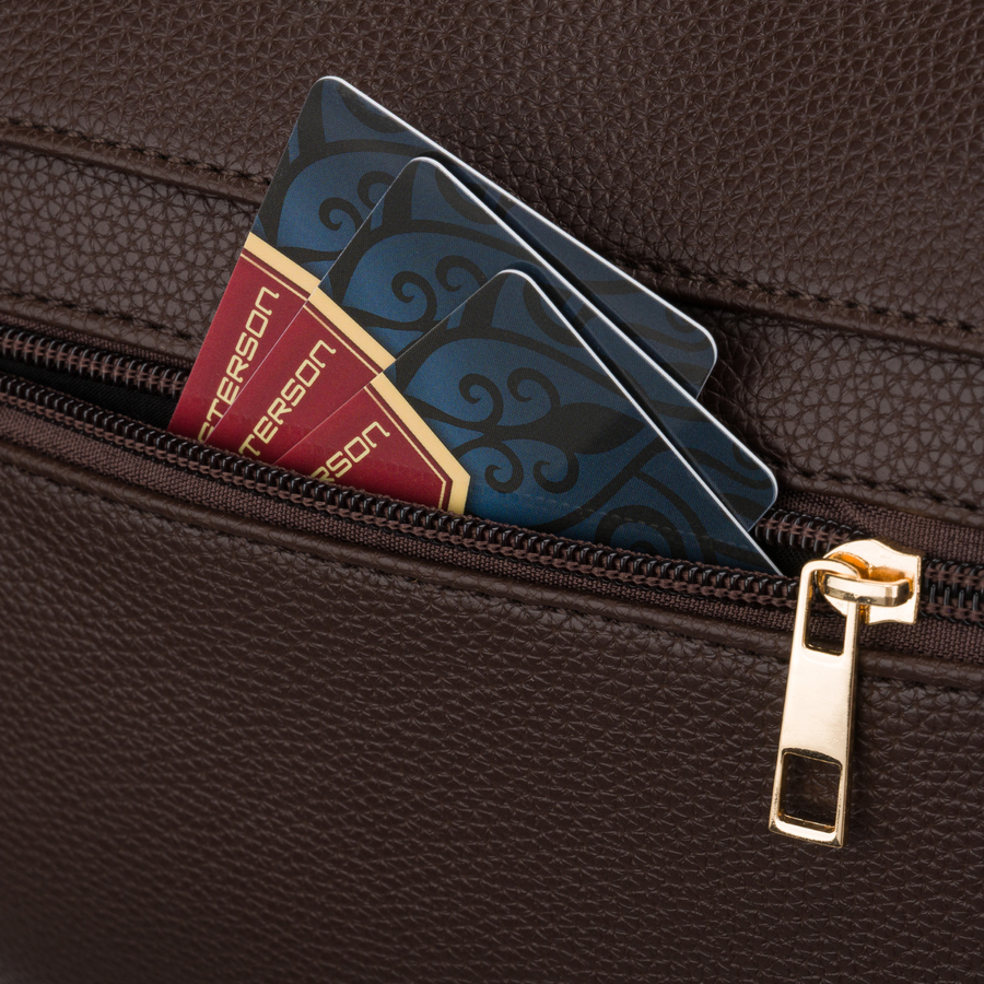 Braune Damen-Geldbörse Umhängetasche Öko-Leder kleine Bauchtasche Umhängetasche - Peterson – Bild 9