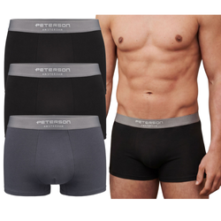Herren-Boxershorts L Set 3 Paar Baumwolle Unterwäsche schwarz – grau Peterson