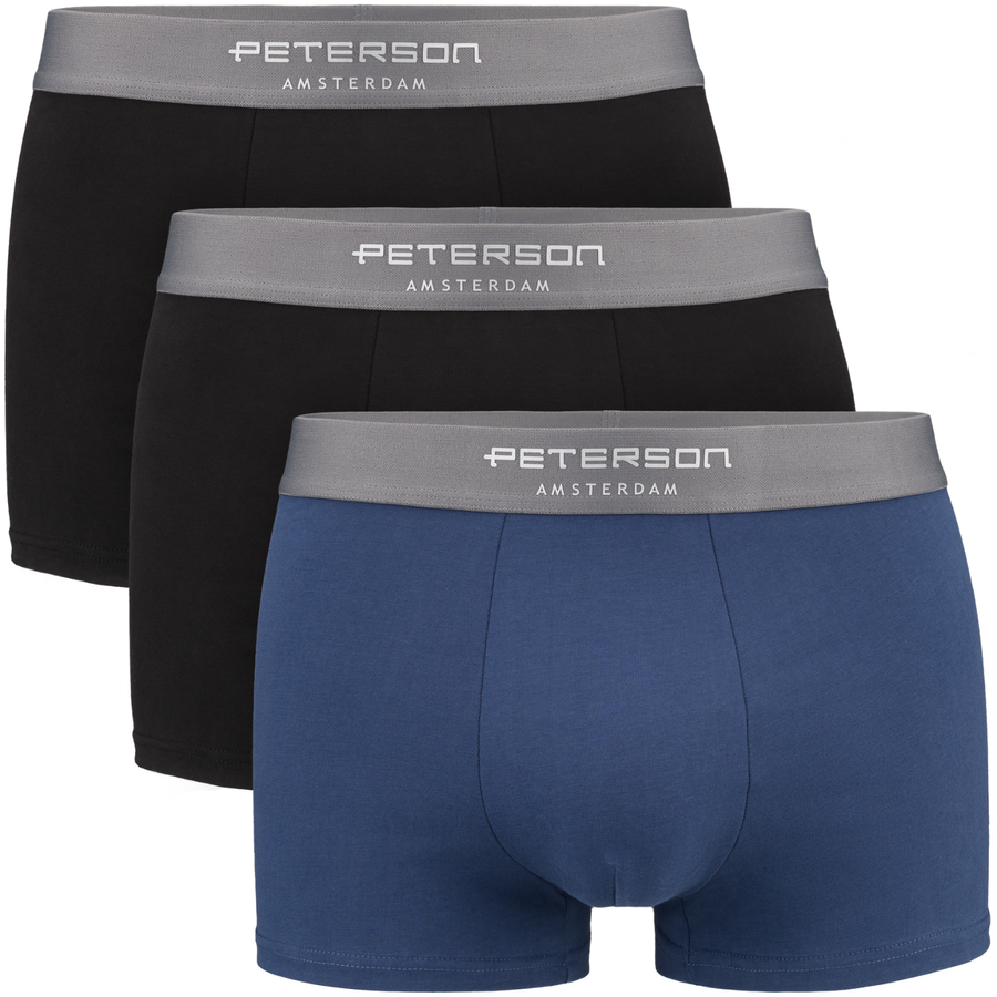 Baumwoll Herren-Boxershorts Set 3 Paar schwarz marineblau Unterwäsche L - Peterson – Bild 2
