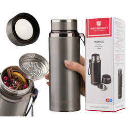 Thermos Edelstahl Thermobecher 750 ml silber für heiße Getränke Teesieb kalte Getränke – Peterson