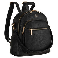 Kleiner Damen-Rucksack schwarz aus Öko-Leder 2in1 Umhängetasche modisch städtisch – Peterson