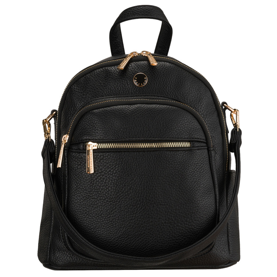 Kleiner Damen-Rucksack schwarz aus Öko-Leder 2in1 Umhängetasche modisch städtisch - Peterson – Bild 4