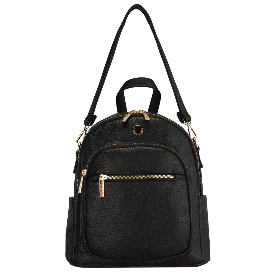 Kleiner Damen-Rucksack schwarz aus Öko-Leder 2in1 Umhängetasche modisch städtisch - Peterson – Bild 5