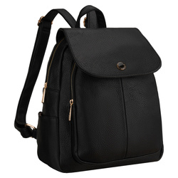 Kleiner Damen-Rucksack mit Klappe schwarz aus Öko-Leder städtisch – Peterson