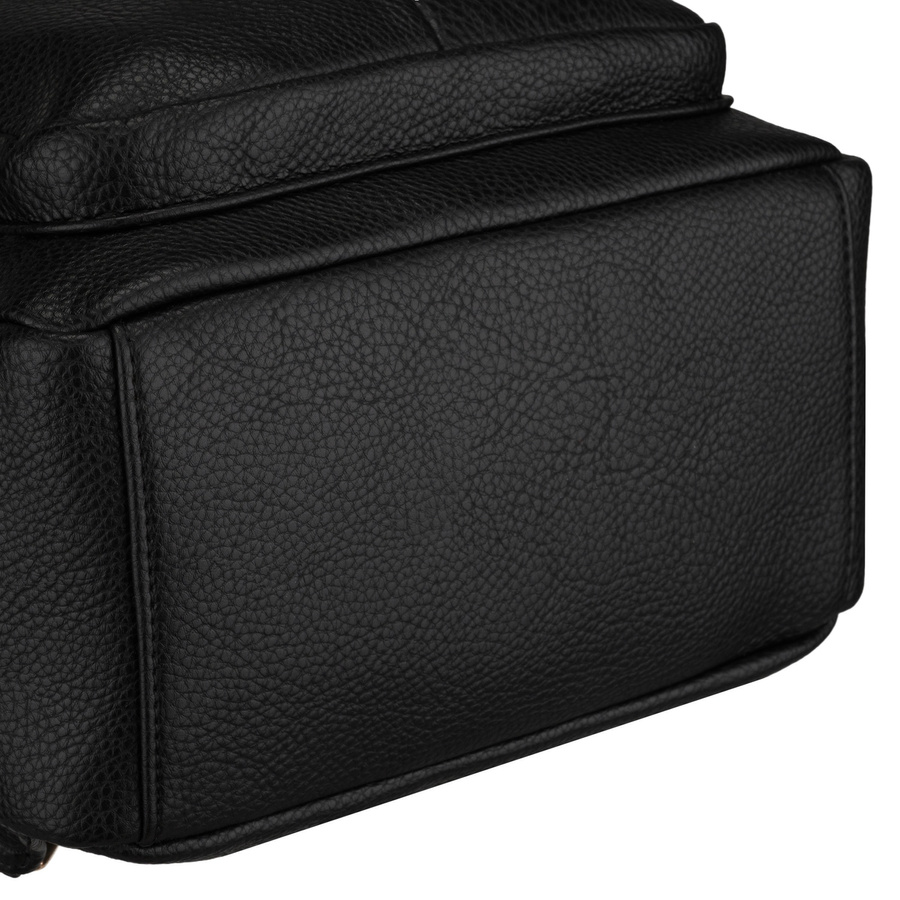 Kleiner Damen-Rucksack mit Klappe schwarz aus Öko-Leder städtisch - Peterson – Bild 6