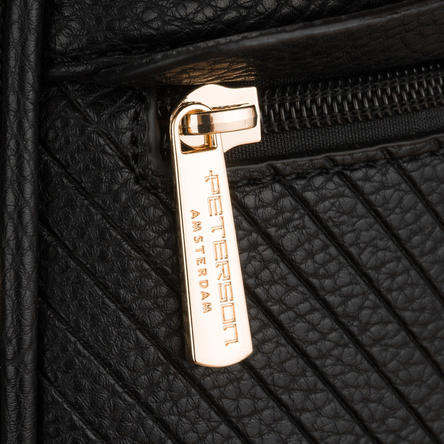 Schwarzer Damen-Rucksack klein aus Öko-Leder elegant Umhängegriff Tasche 2in1 - Peterson – Bild 9