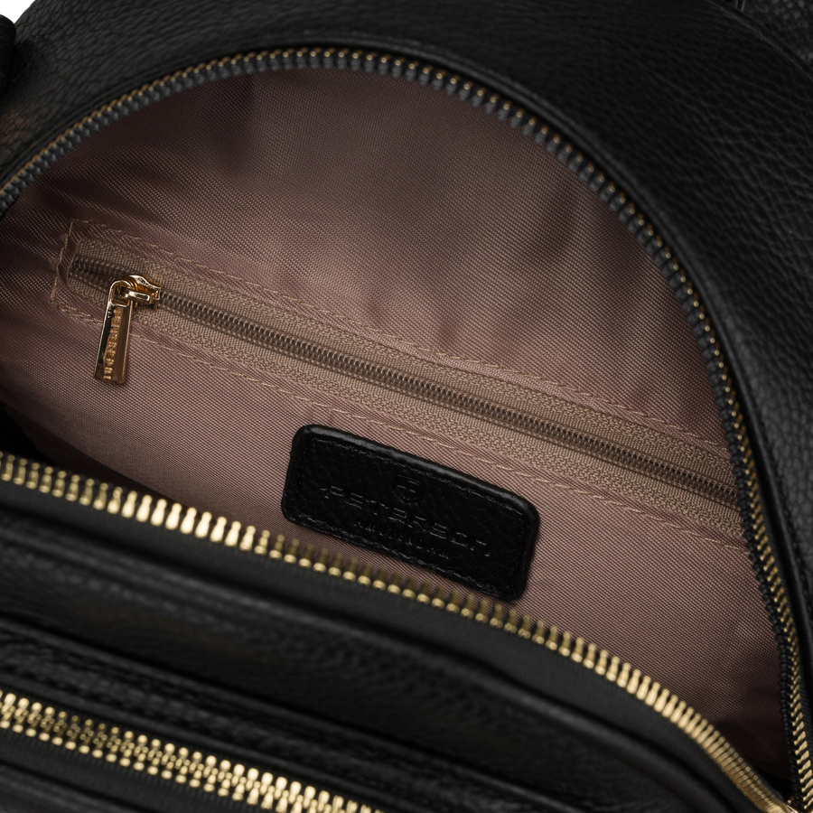 Schwarzer Damen-Rucksack klein aus Öko-Leder elegant Umhängegriff Tasche 2in1 - Peterson – Bild 13