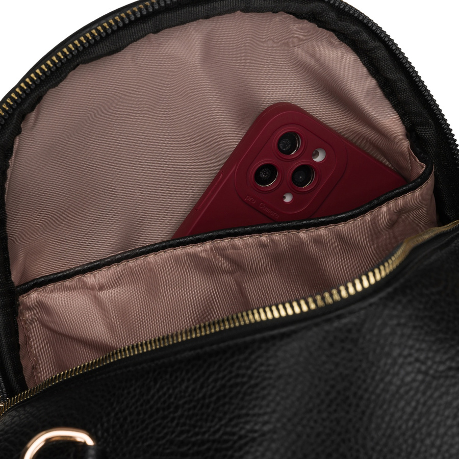 Schwarzer Damen-Rucksack klein aus Öko-Leder elegant Umhängegriff Tasche 2in1 - Peterson – Bild 14
