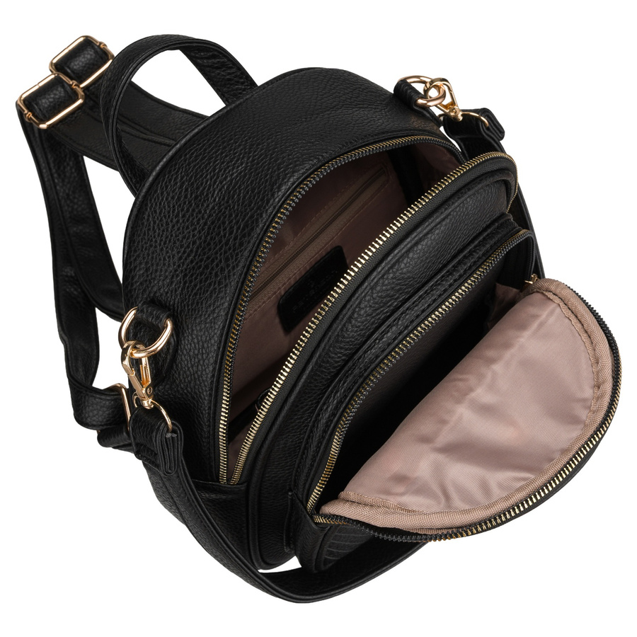 Schwarzer Damen-Rucksack klein aus Öko-Leder elegant Umhängegriff Tasche 2in1 - Peterson – Bild 12