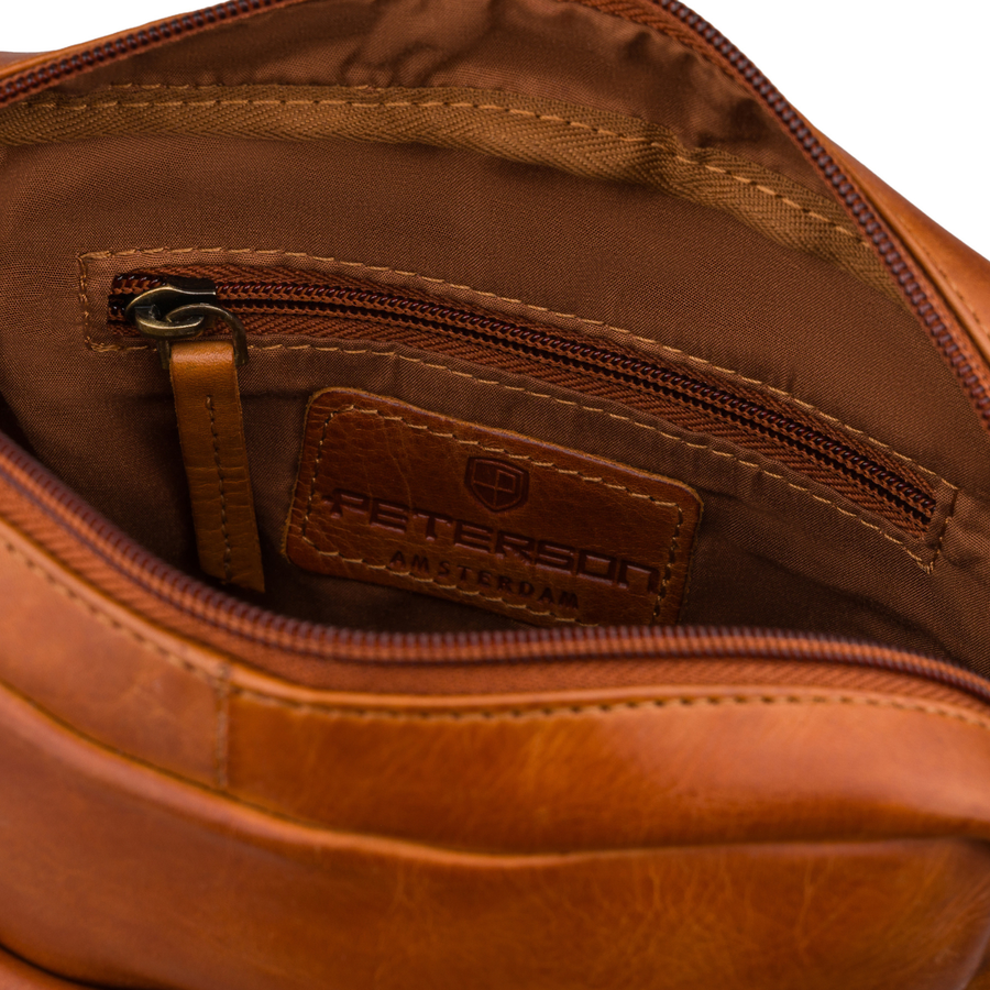 Braune Herren-Stadt-Umhängetasche klein aus echtem Leder modisch elegant - Peterson – Bild 7