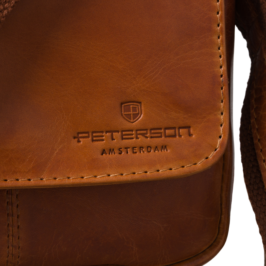 Braune Herren-Umhängetasche aus Leder kleine Schultertasche - Peterson – Bild 6