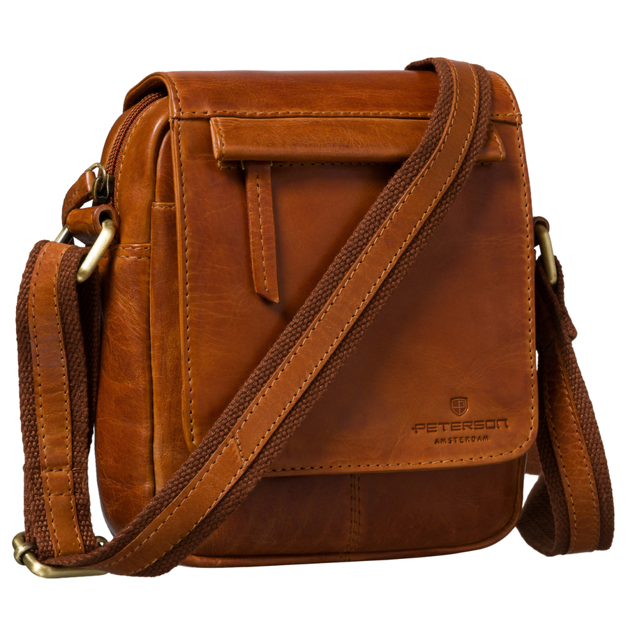 Braune Herren-Umhängetasche aus Leder kleine Schultertasche - Peterson